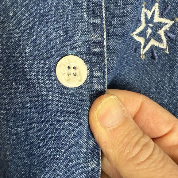 Vintage Karen Hart Womens Large Snowman Denim Jacket Winter GrandmaCore 90s - Picture 4 of 11